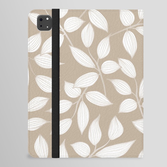 Floral Leaves in Beige iPad Folio Case