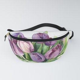 Watercolor bouquet of tulips Fanny Pack
