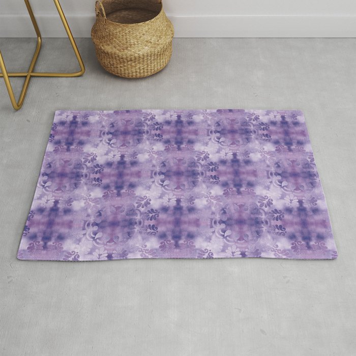 Purple metallic pattern tiled Rug