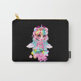 Colorful unicorn girl with wings and rainbow hair Carry-All Pouch
