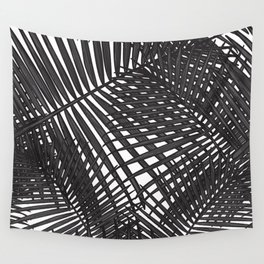 Modern Black and White Palm Leaf Design Wall Tapestry