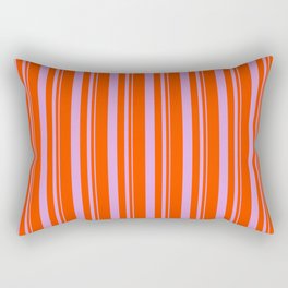 [ Thumbnail: Plum and Red Colored Lined/Striped Pattern Rectangular Pillow ]