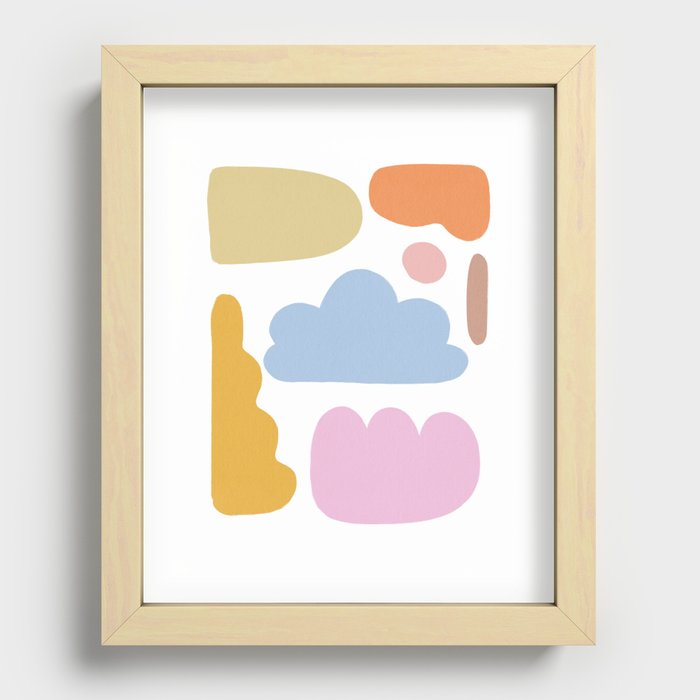 Cute Colorful Abstract Modern Shapes Recessed Framed Print