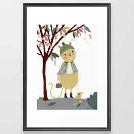 yellow fellow with dog Framed Art Print