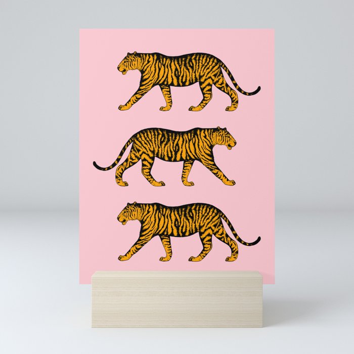 Tigers (Pink and Marigold) Mini Art Print