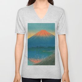 Lake Yamanaka and Mt.Fuji by Kawase Hasui V Neck T Shirt