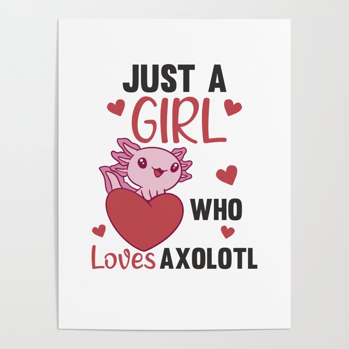 Axolotl Lovers Sweet Animals For Girls Pink Poster