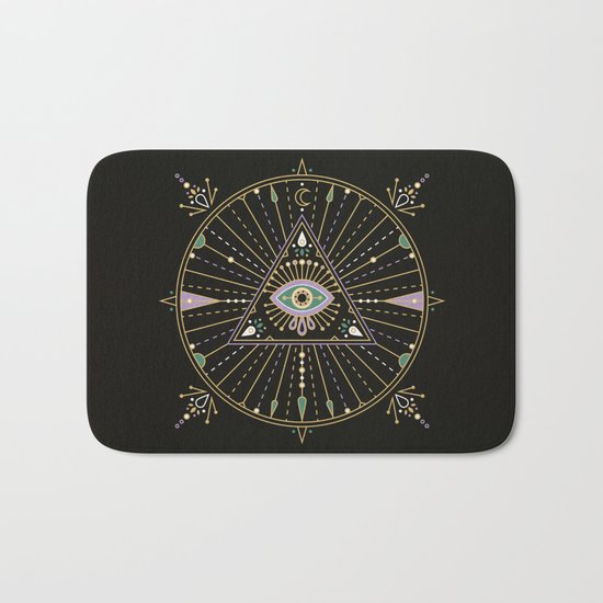 Evil Eye Mandala – Black Bath Mat