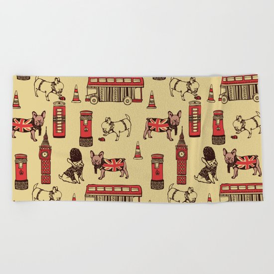 London Frenchies Beach Towel