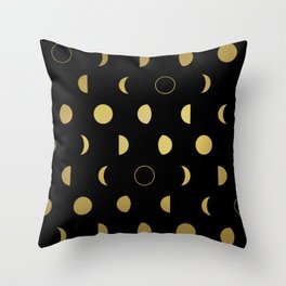 Gold Moon Phases Throw Pillow