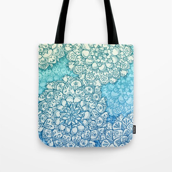 Blue Green Ballpoint Pen Doodle Poem Tote Bag