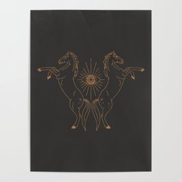 Wild Eyed Gemini - Vintage Black and Camel Poster