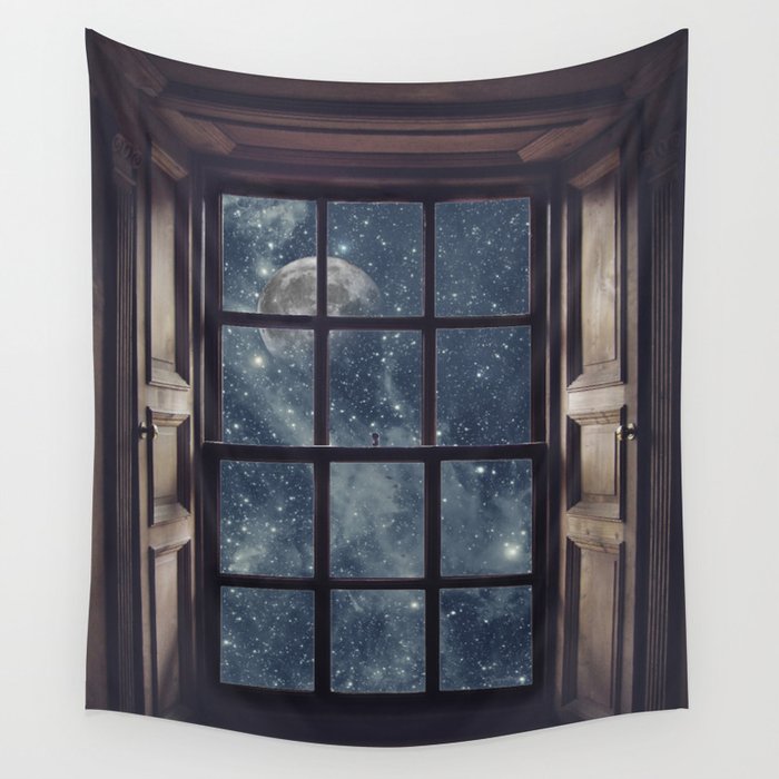 Space view Window-Moon shine Wall Tapestry