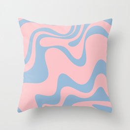 Pastel Pink and Light Blue Retro Liquid Swirl Abstract 2 Throw Pillow