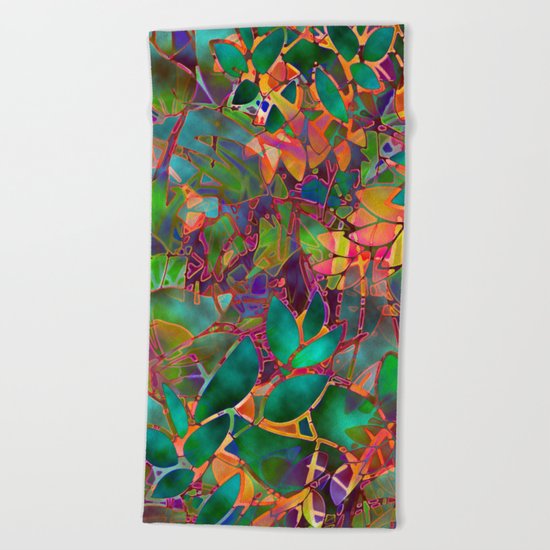 Floral Abstract Stained Glass G176 Beach Towel