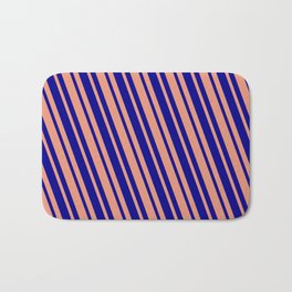 [ Thumbnail: Dark Blue and Dark Salmon Colored Lines/Stripes Pattern Bath Mat ]