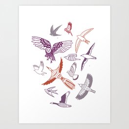 Folk Art Birds Art Print