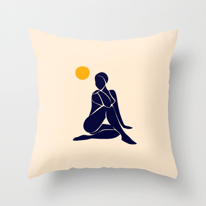 Lady sunbathing - Matisse Cut-outs 1. Black Throw Pillow
