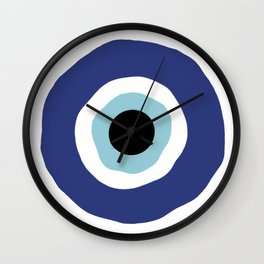 Wiggly Evil Eye - Light and Dark Blue Wall Clock