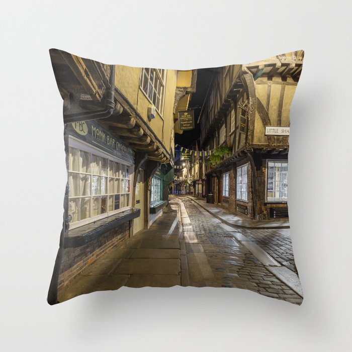 The Shambles, Medieval Street in York Throw Pillow