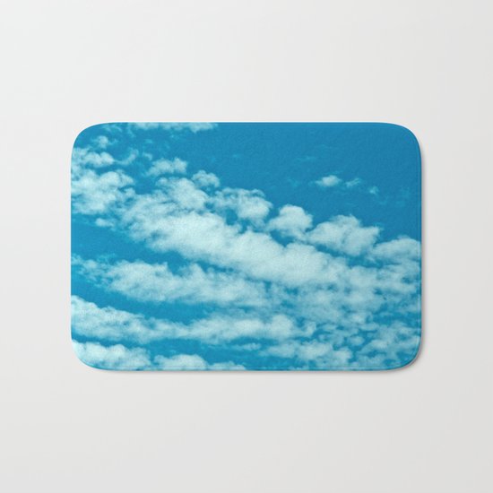 Beautiful blue sky and fluffy clouds Bath Mat