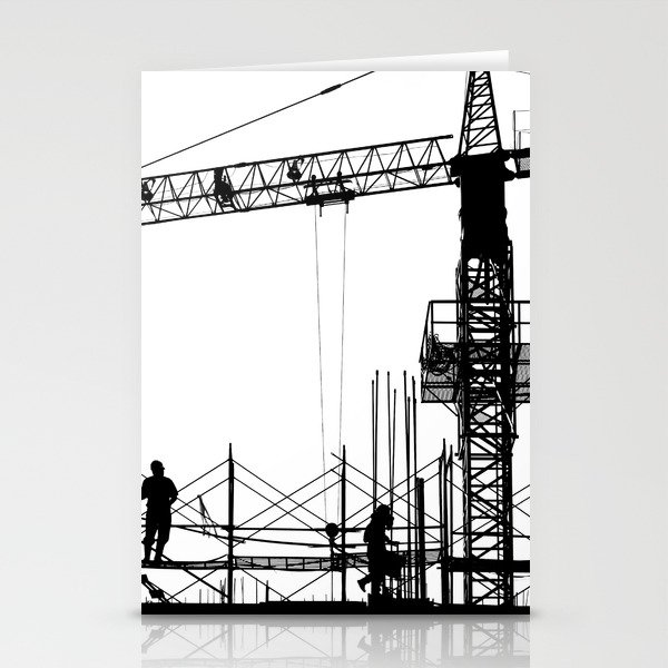 Construction Site Silhouette Stationery Cards