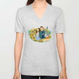Custom illustration for a couple V Neck T Shirt
