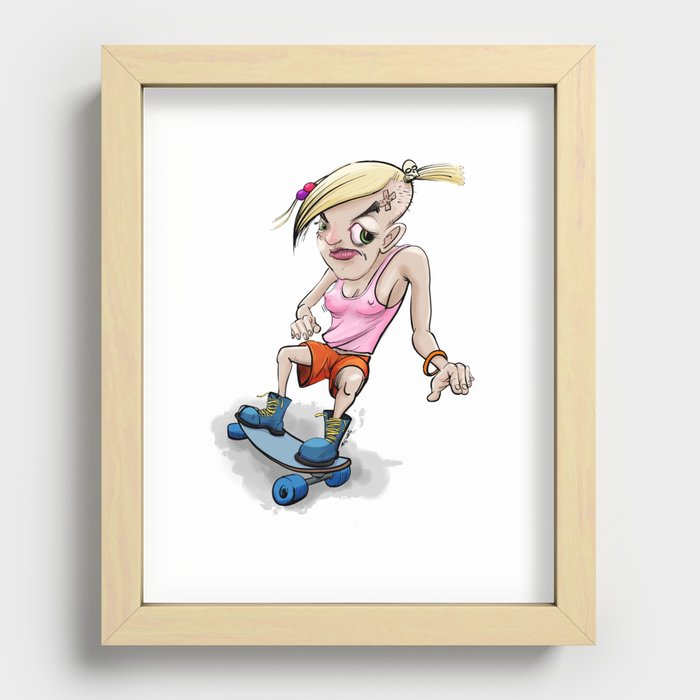 Skateboard girl Recessed Framed Print