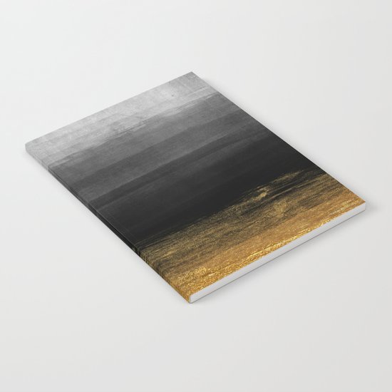 Black and Gold grunge stripes on modern grey beton abstract backround- Stripe-Striped Notebook
