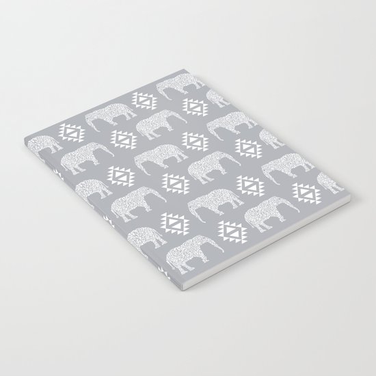Elephant geometric southwest modern monochromatic grey children kids nature safari pattern Notebook