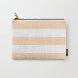 Peach puff - solid color - white stripes pattern Carry-All Pouch | Beautiful, Trendy, Makeitcolorful, Modern, Amazing, Color, Painting, Stripes, Pink, Whitestripes 