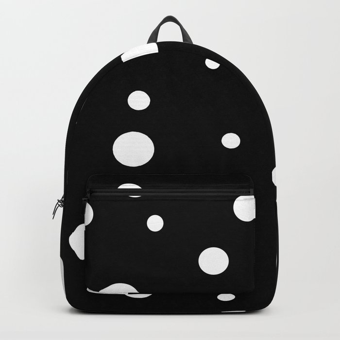 black and white polka dot backpack