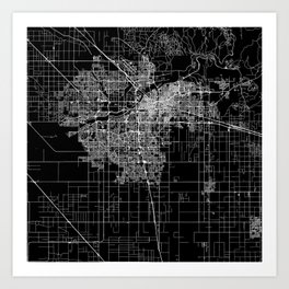 Bakersfield Black&White City Map Art Print