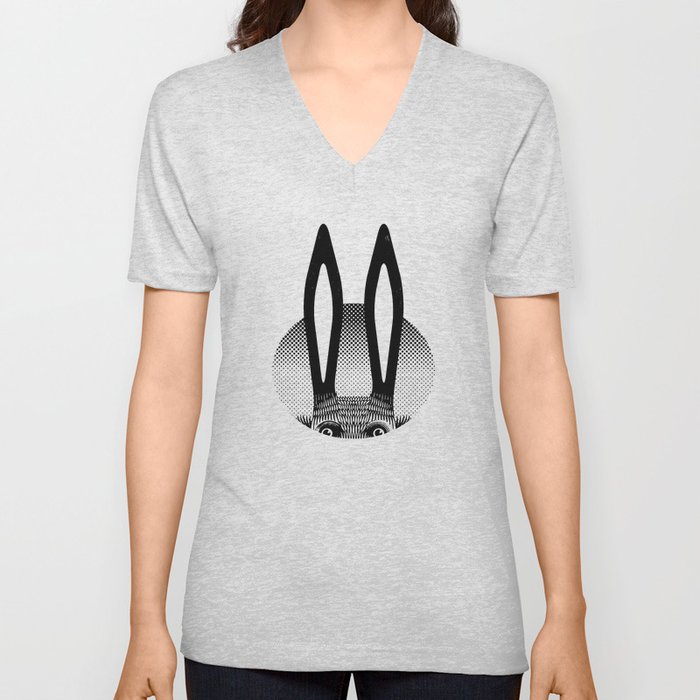 Peekaboo Rabbit V Neck T Shirt