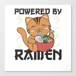 Powered By Ramen Cute Cat Eats Ramen Canvas Print