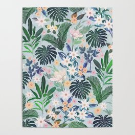 Tropical Foliage Floral Pattern Poster