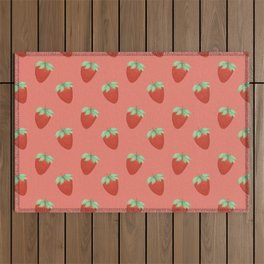 Strawberries Pattern (Dark Peach) Outdoor Rug