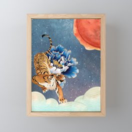 Tiger with Flower Framed Mini Art Print