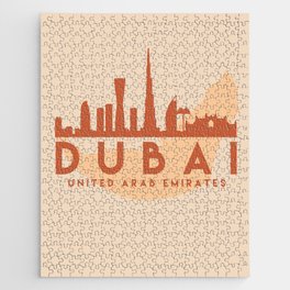 DUBAI UAE CITY MAP SKYLINE EARTH TONES Jigsaw Puzzle