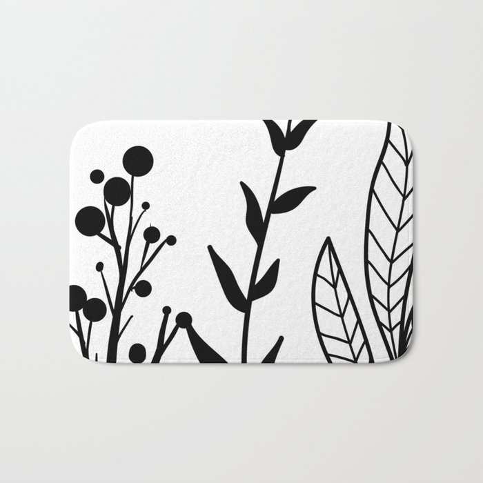 Black and White Botanical 2 Bath Mat