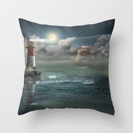 Lighthouse Under Back Light Throw Pillow