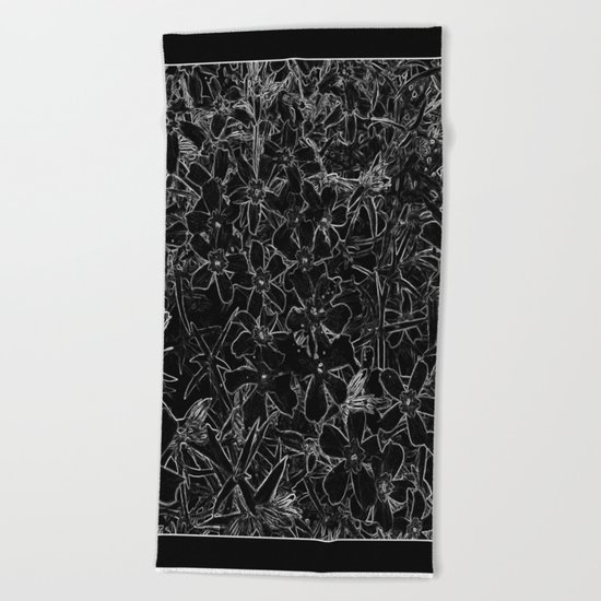 Flower | Flowers | Black and White Flox Graphic Beach Towel