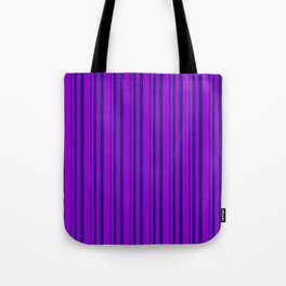 [ Thumbnail: Dark Violet & Midnight Blue Colored Stripes Pattern Tote Bag ]