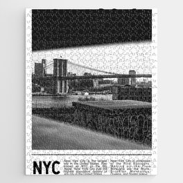 Brooklyn Bridge Black and White Minimalist Jigsaw Puzzle