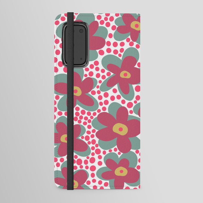 Pop Pop Flower Power Circles - magenta, neon pink, light teal Android Wallet Case