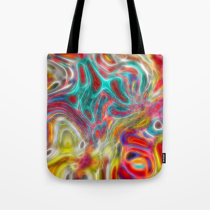 Surrealistic Psycho Abstraction In Neon Bright Colors Tote Bag