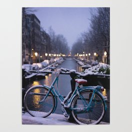 Amsterdam Bike in the Snow Poster