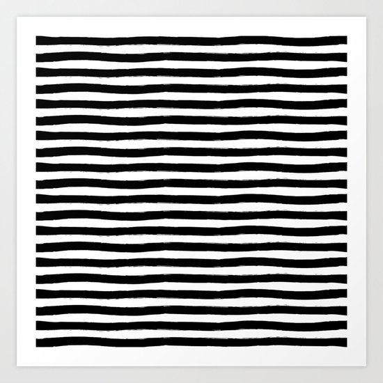 Black And White Hand Drawn Horizontal Stripes Art Print