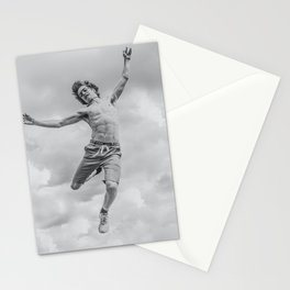 The man who fell from the sky; young man shirtless falling through the air black and white photograph - photography - photographs Stationery Card