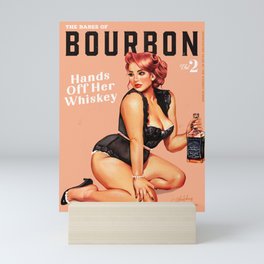 "The Babes Of Bourbon: Hands Off Her Whiskey" Vintage Curvy Pinup Girl Mini Art Print